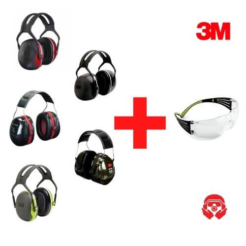 מבצע אוזניות נגד רעש ומשקפי מגן 3M
