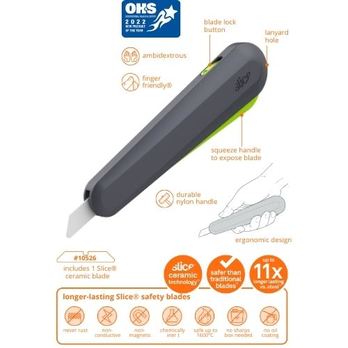 10563ג סכין עם להב קרמי Auto-Retractable, Squeeze-Trigger